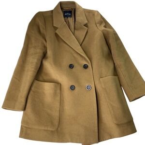 Madewell Hollis Wool Double Breasted Coat Womens Large Classic Desert Tan J8687